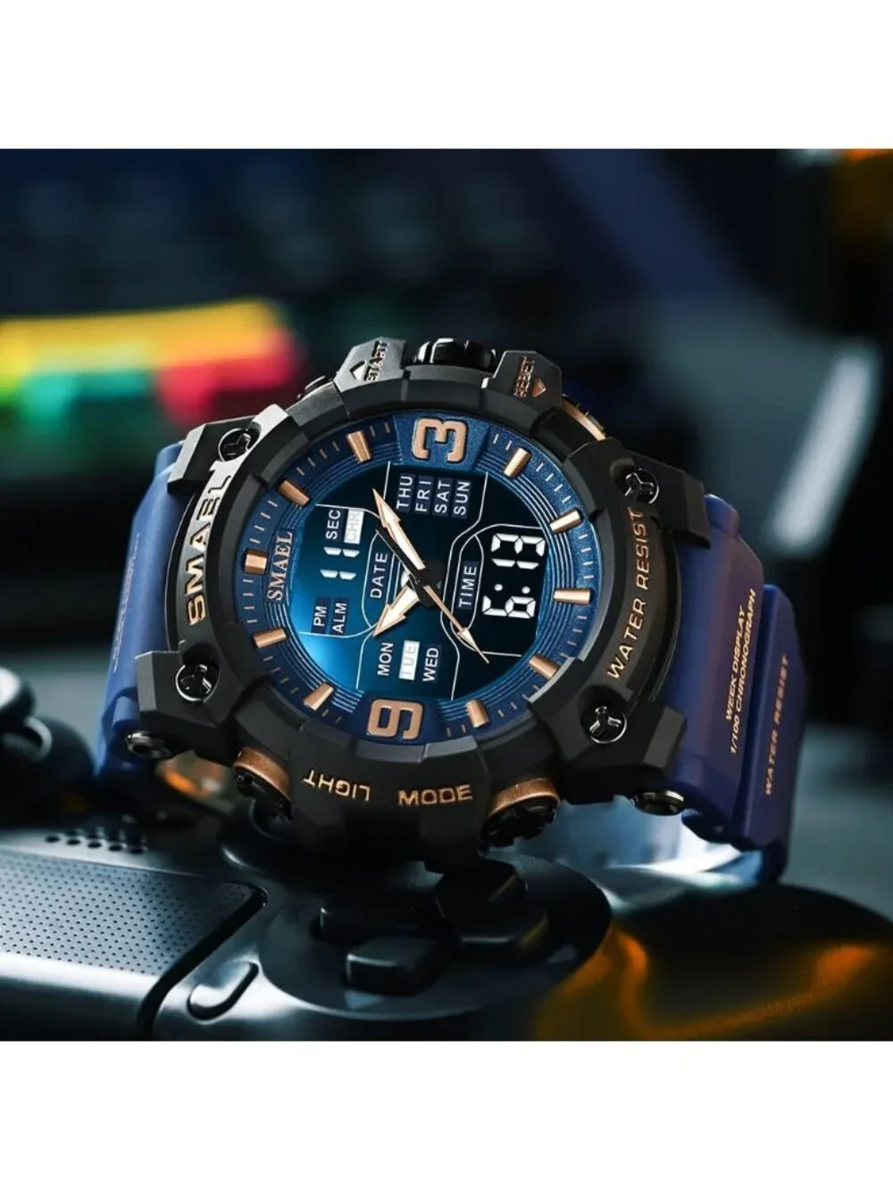 Men's Army Green Analog Quartz Luminous Waterproof LED Electronic Digital Watch